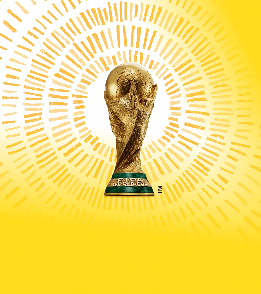 Copa del mundo con fondo dorado
